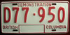 British Columbia Demonstration License Plate