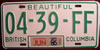 British Columbia Truck License Plate