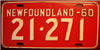Newfoundland 1960 License Plate