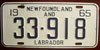Newfoundland and Labrador 1965 License Plate
