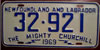 Newfoundland and Labrador 1969 Mighty Churchill License Plate