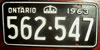Ontario 1963 License Plate