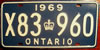 Ontario 1969 License Plate