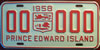 Prince Edward Island 1958 Sample License Plate