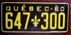 Qubec 1960 License Plate