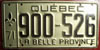 Qubec 1971 License Plate