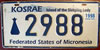 FSM Kosrae Island of the Sleeping Lady License Plate