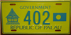 Republic of Palau Government License Plate