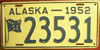 1952 Alaska passenger car License Plate