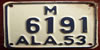 Alabama 1953 Motorcycle License Plate