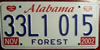 Alabama 2002 Forest Vehicle License Plate