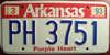 Arkansas Purple Heart License Plate