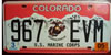 Colorado United States Marine Corps License Plate