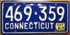  1962 Connecticut License Plate
