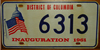 Washington D.C. John F. Kennedy Inaugural  License Plate