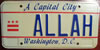 Washington D.C. ALLAH License Plate