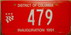 Washington D.C. Mayoral Inauguration License Plate