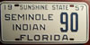 Florida 1957 Seminola Indian License Plate