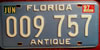Florida Antique License Plate