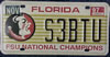 Florida FSU National Champs License Plate