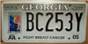 Georgia Fight Breast Cancer License Plate