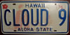 Hawaii Vanity Cloud 9 License Plate