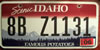 Idaho Flat License Plate