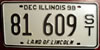 Illinois Black on White License Plate