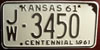 Kansas 1961 passenger  License Plate