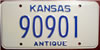 Kansas Antique Auto Historical Vehicle License Plate