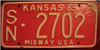 Kansas 1965 passenger car  License Plate