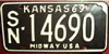Kansas 1969 passenger car  License Plate