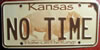 Kansas Vanity NO TIME License Plate