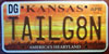 Kansas 'Tail G8N' Vanity License Plate