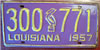Louisiana 1957 passanger car  License Plate
