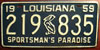 Louisiana 1959 License Plate