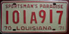 Louisiana 1970-1971 Passenger Car License Plate