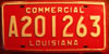 Louisiana Commerical Red License Plate