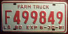 Louisiana Farm Truck Red License Plate