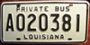 Louisiana Private Bus License Plate