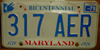 Maryland Bicentennial License Plate