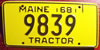 Maine 1968 Tractor License Plate