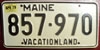 Maine White License Plate