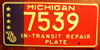 Michigan Bicentennial In-Transit Repair License Plate