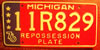 Michigan Bicentennial Repossession License Plate