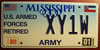 Mississippi Army Retired License Plate