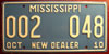 Mississippi New Dealer License Plate
