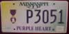 Mississippi Purple Heart License Plate