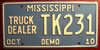 Mississippi Truck Dealer Demo License Plate