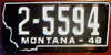 Montana 1948 License Plate
